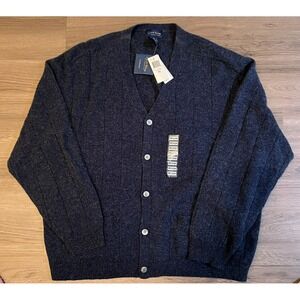 NWT Club Room Charter Club Cardigan XXL Lambswool Preppy Ivy Grandpa Casual Blue